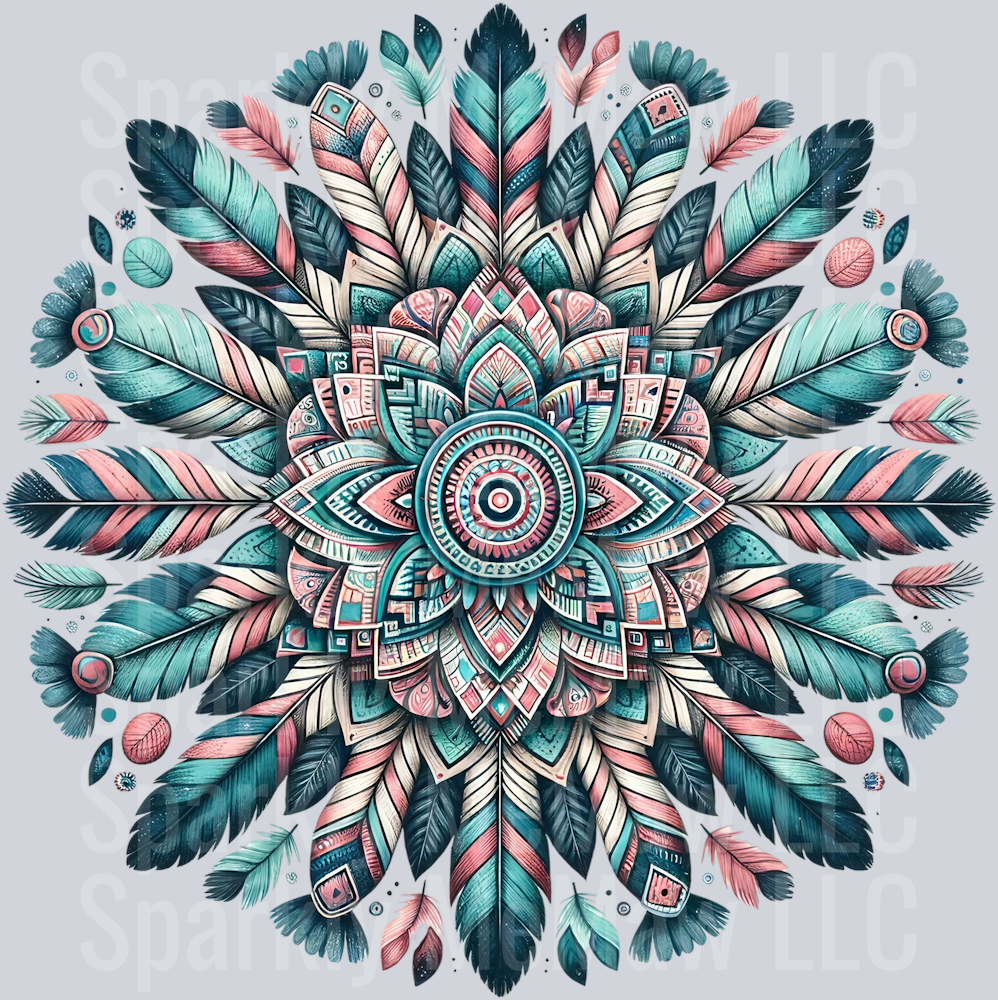 feathers mandala 7 Clip Art UV DTF Decal