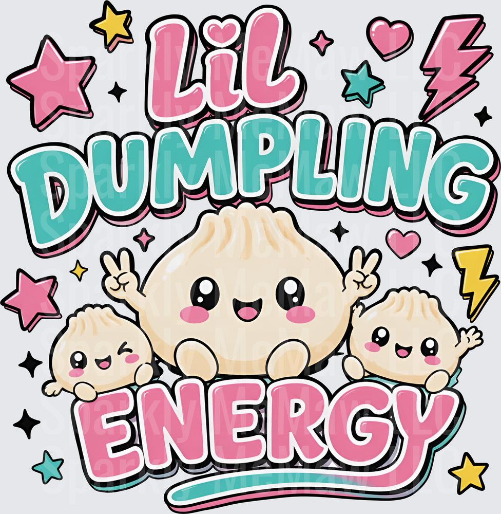 Lil Dumpling Energy Kawaii Dumplings with Stars and Hearts UV DTF Decal