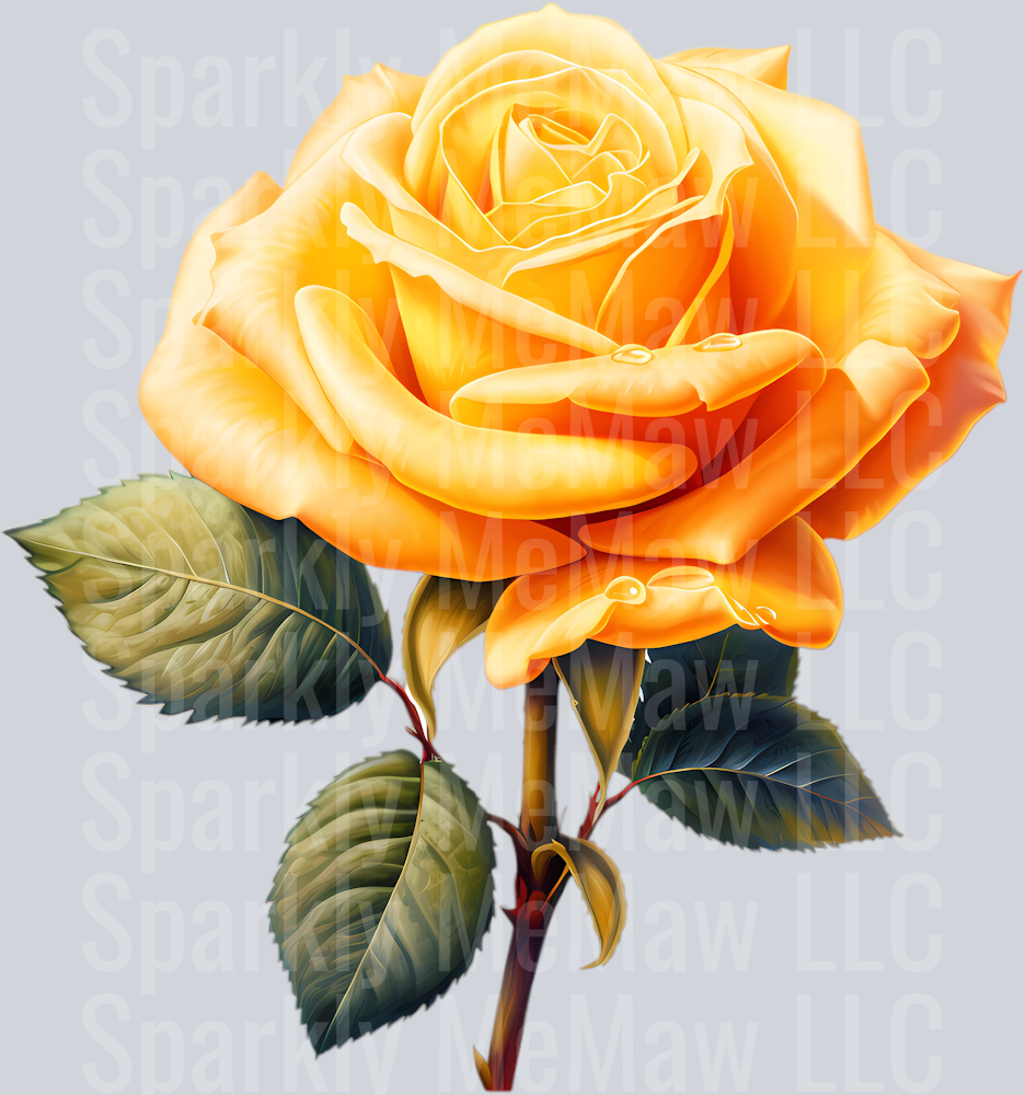 Realistic Yellow Rose 6 Clip Art UV DTF Decal