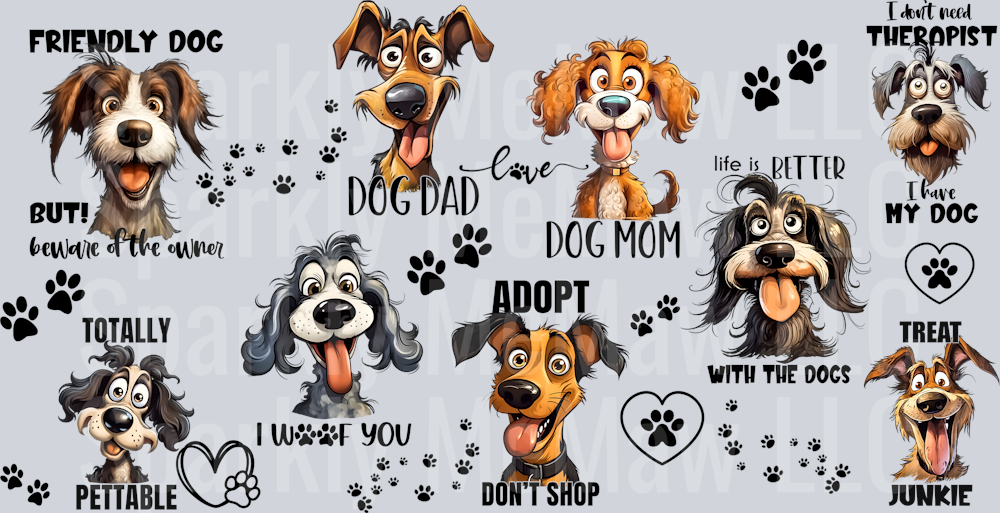 Funny Dogs UV DTF 16 oz Wrap