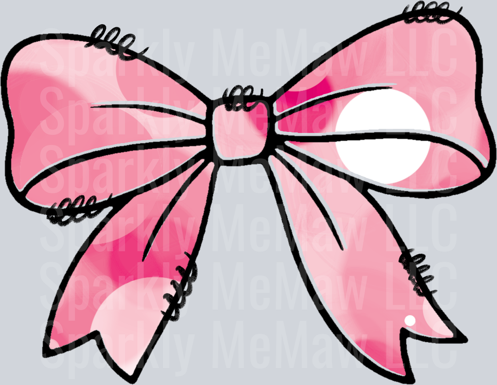 Pink Bow with Stitched Details UV DTF Decal