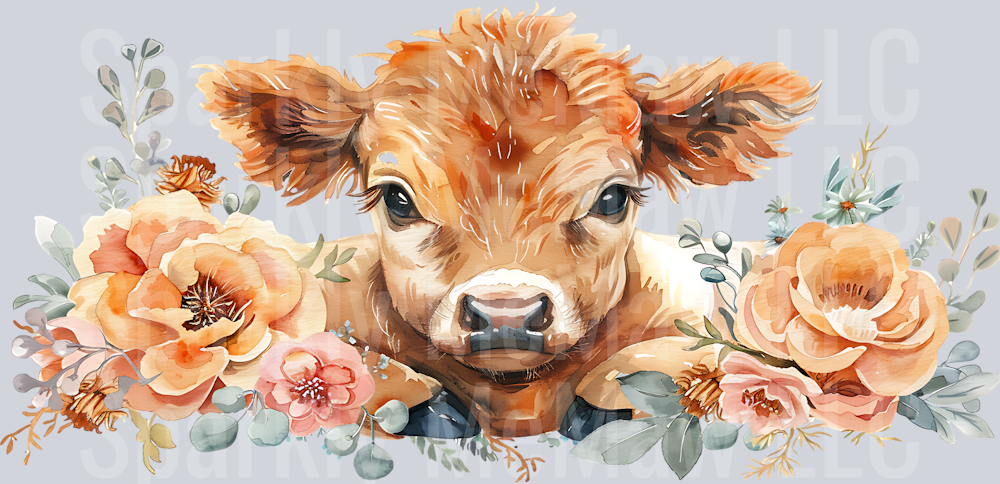 Highland Cow 16 oz Glass Tumbler Wrap-12