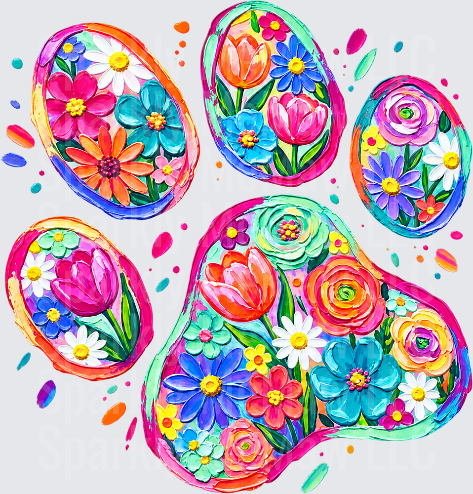 Floral Paw Print UV DTF Decal