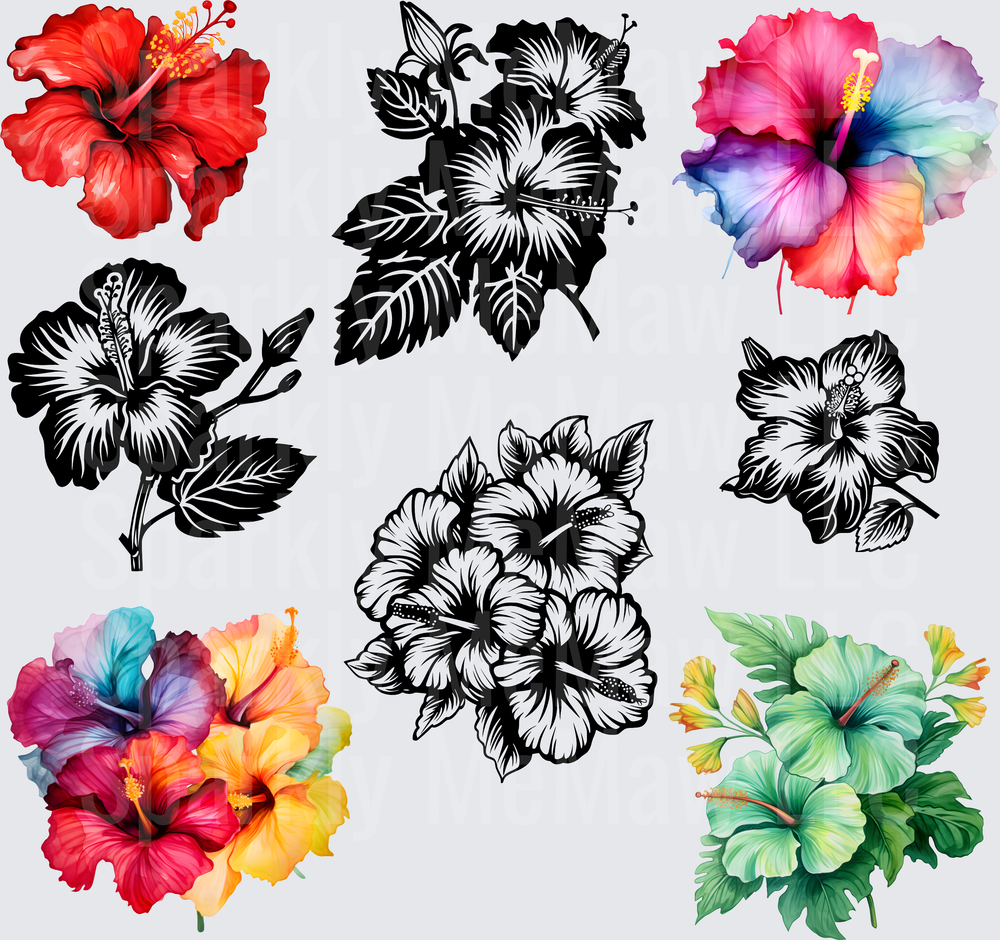 Hibiscus Flower Variety Sheet 10x10 inch sheet