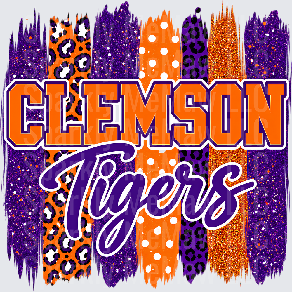 Clemson Tigers Brush Stroke Design is a UV DTF Decal