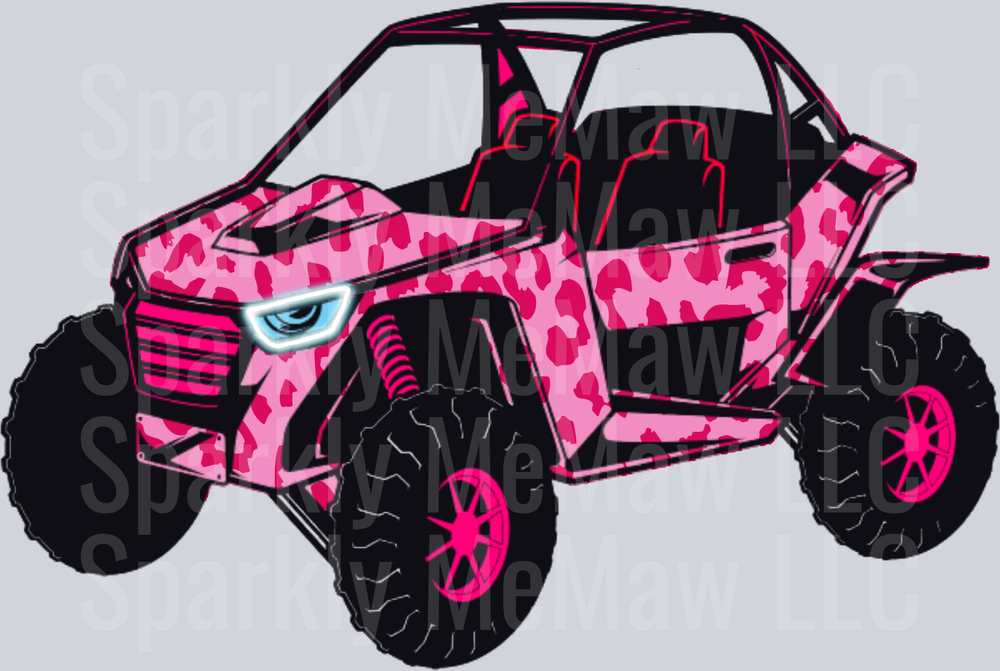 Pink Camouflage Off-Road UTV Side by Side Vehicle UV DTF Decal