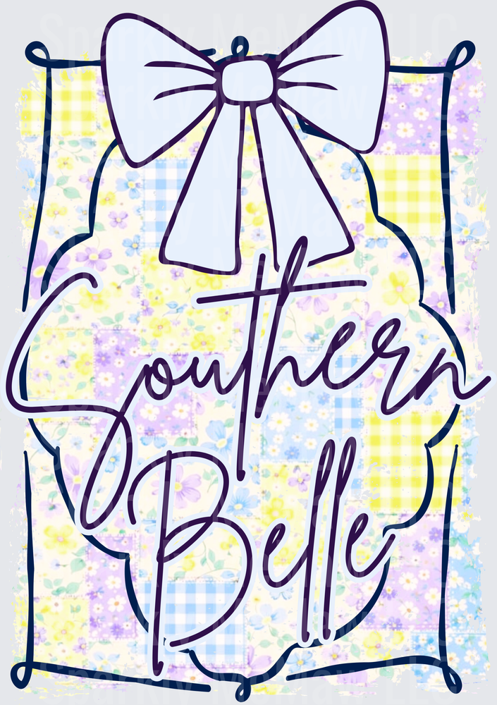 Southern Belle Mason Jar with Bow DTF Transfer for Fabric