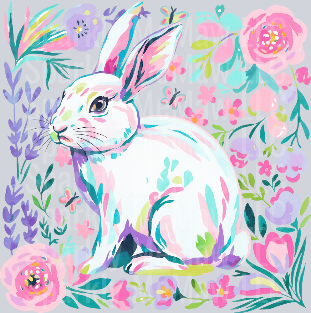Floral Bunny UV DTF Decal