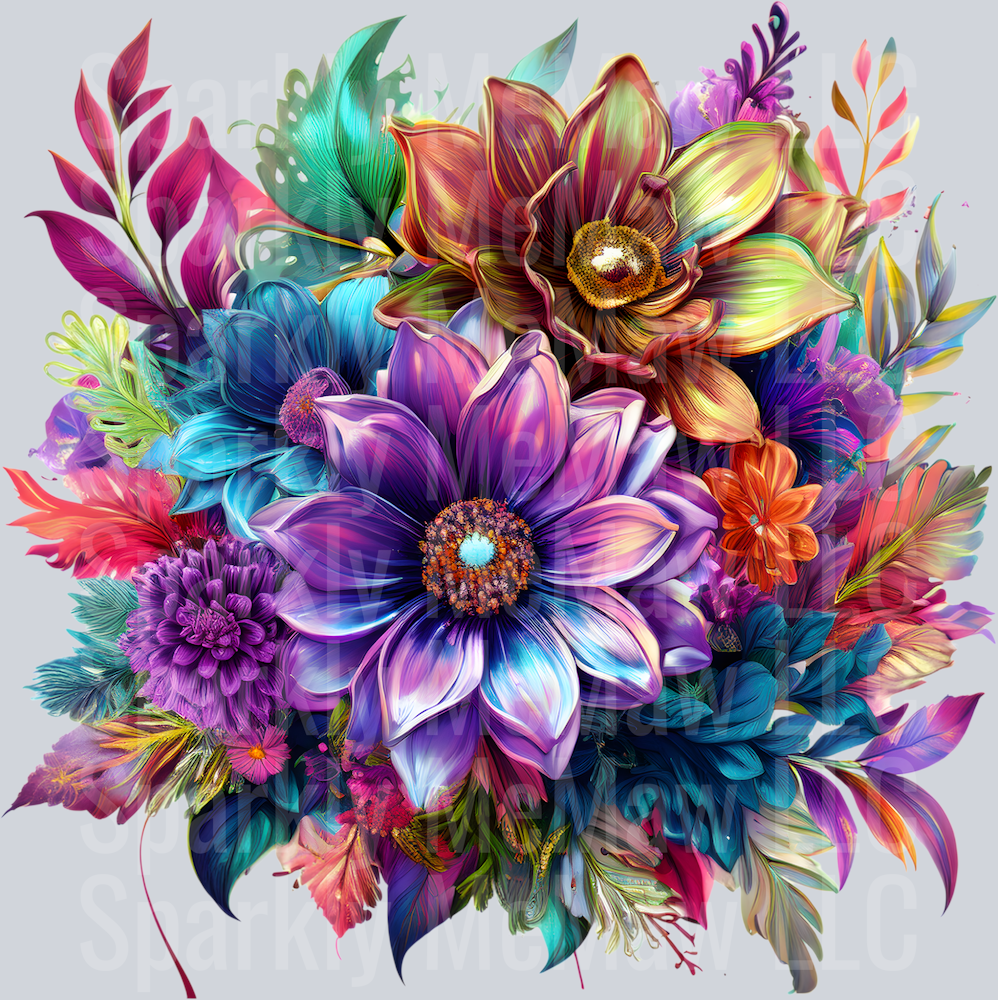 jewel tone floral clipart (101) UV DTF Decal