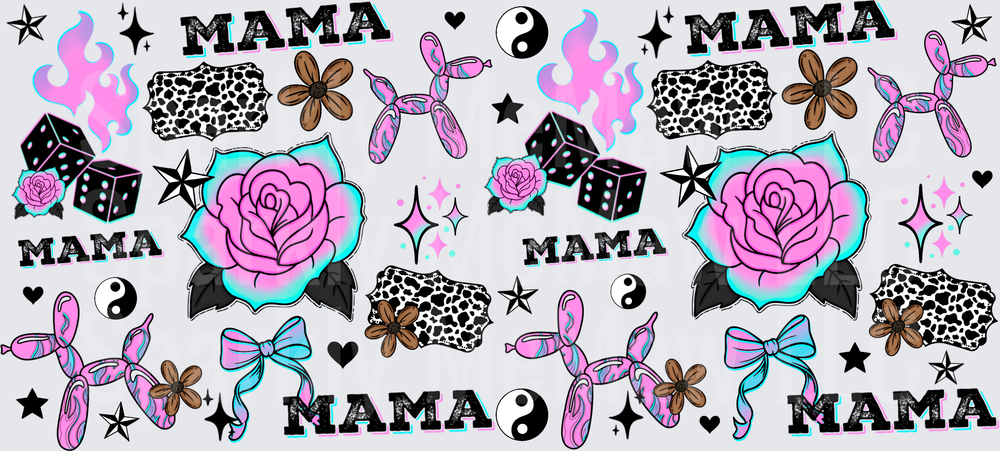 Mama Retro Rose Tattoo Style is a UV DTF 16 OZ Wrap
