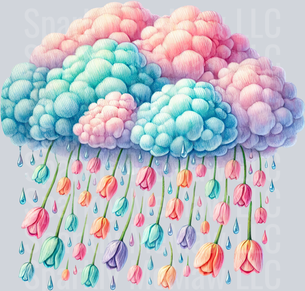 29 April Showers UV DTF Clip art Decal