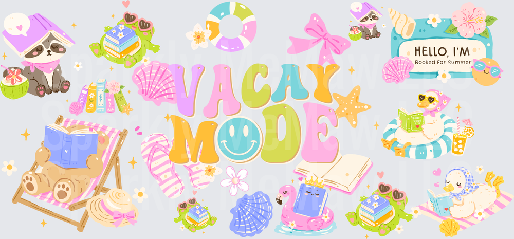 Vacation Mode Summer Vibes Cute Kawaii Beach Elements UV DTF Decal