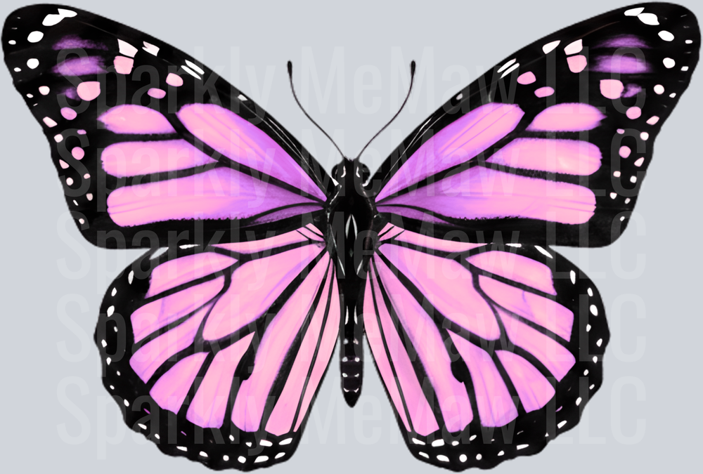Purple Pink Monarch Butterfly with Black Outline UV DTF Decal