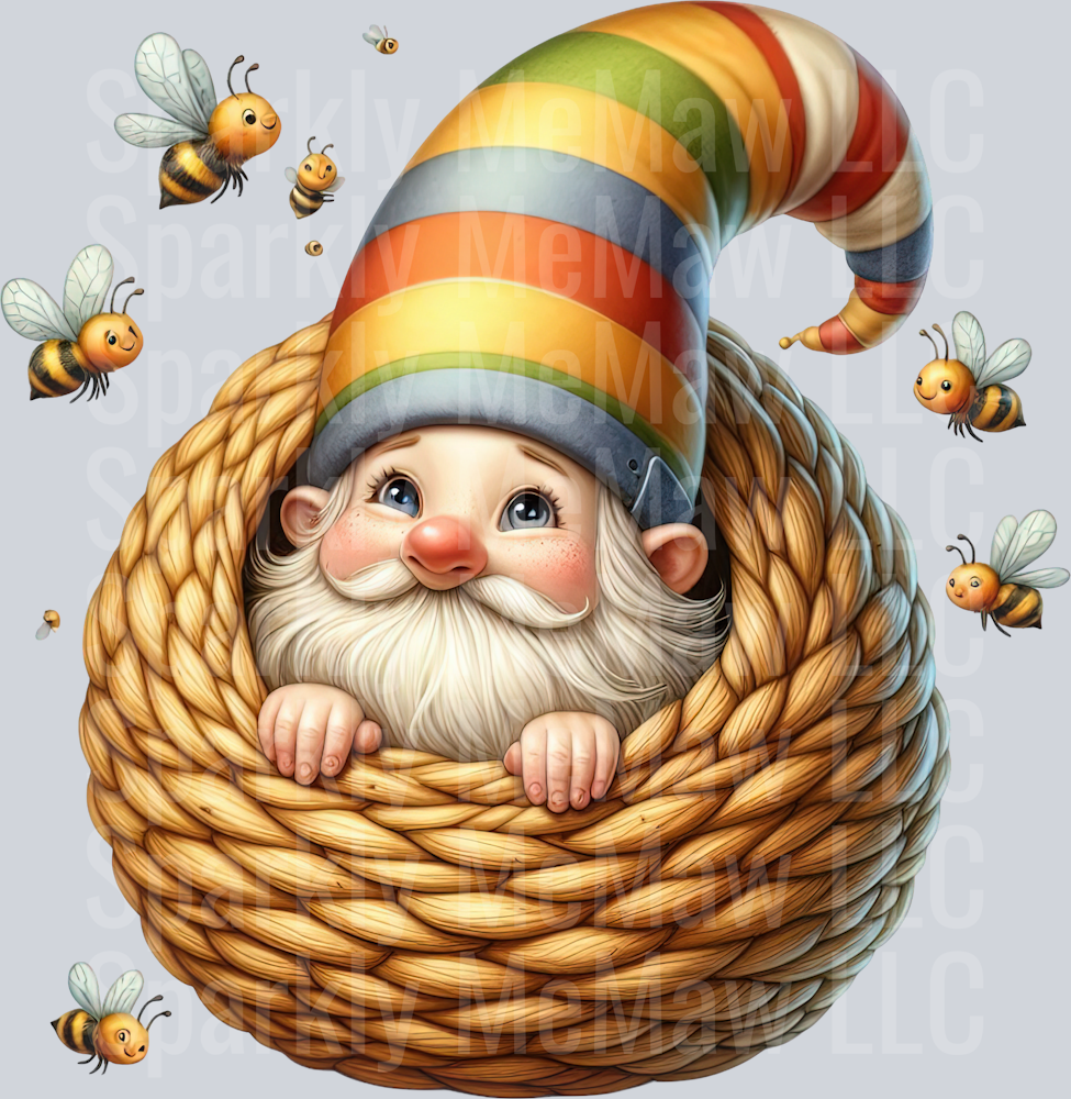 60 Bee Gnome UV DTF Clip Art Decal