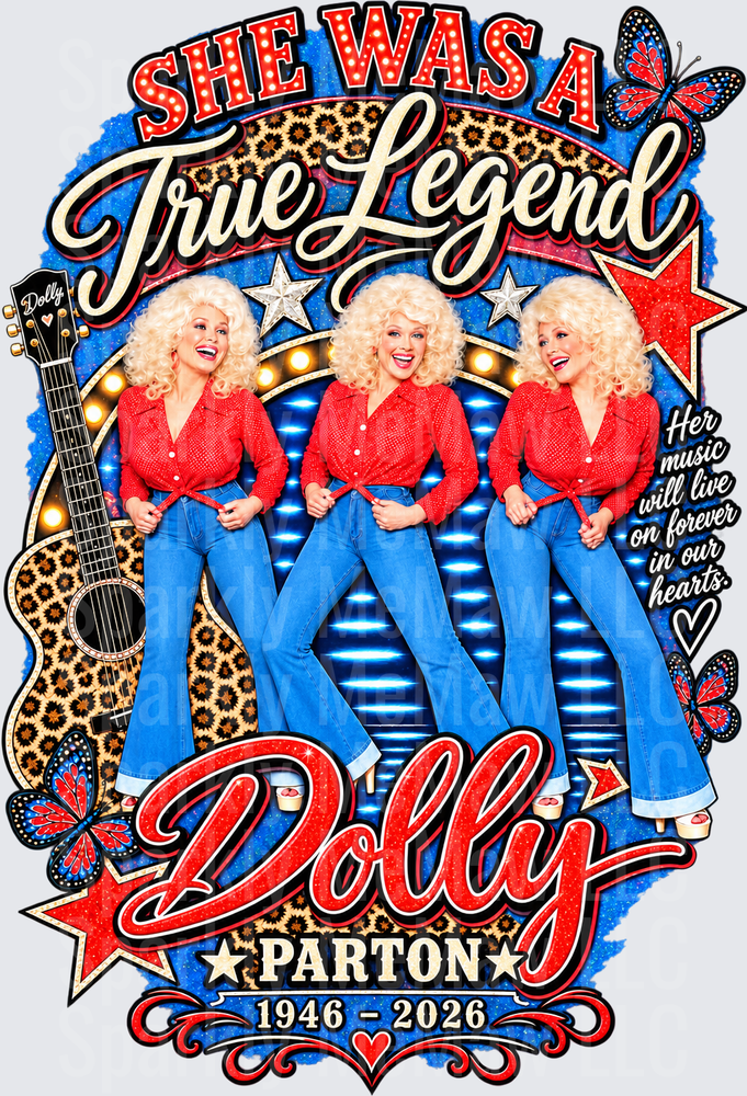 Dolly Parton True Legend Tribute is a UV DTF Decal