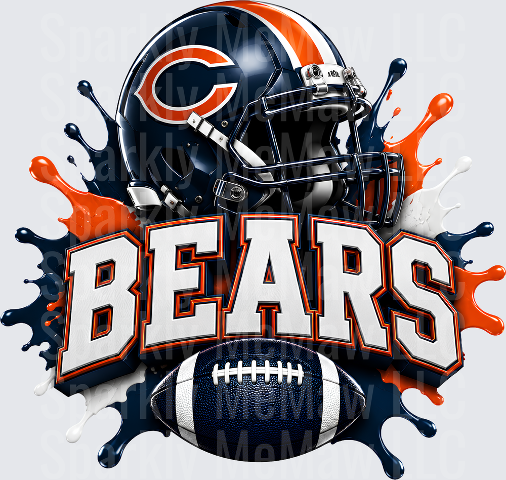 Chicago Bears Helmet Splash UV DTF Decal