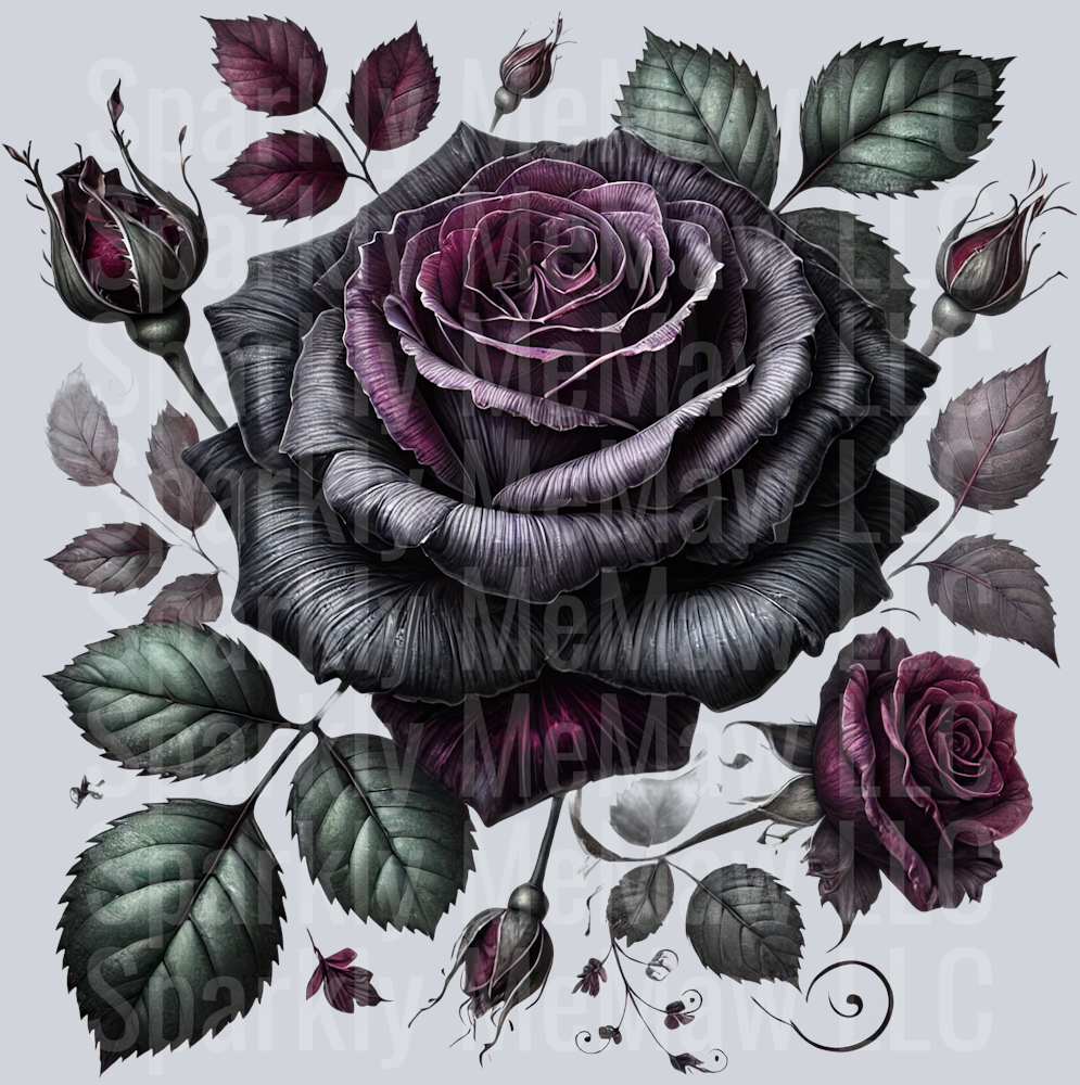 17 Gothic Flowers Clip Art UV DTF Decal