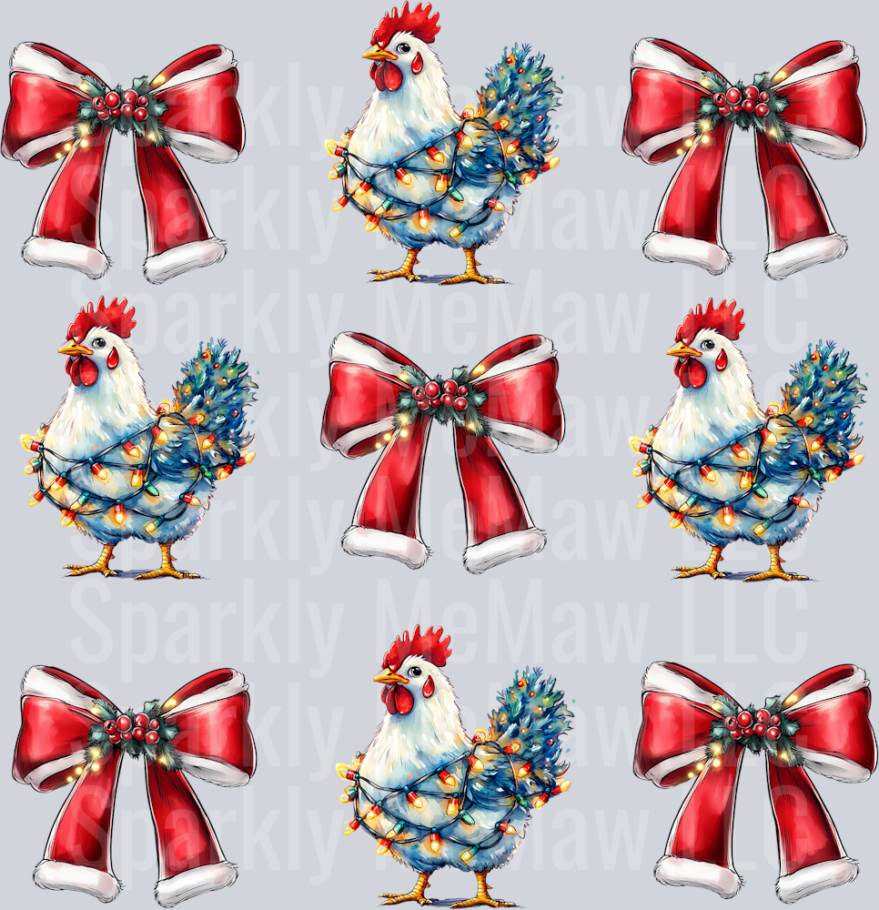 Chickens and Bows UV DTF Element Sheet