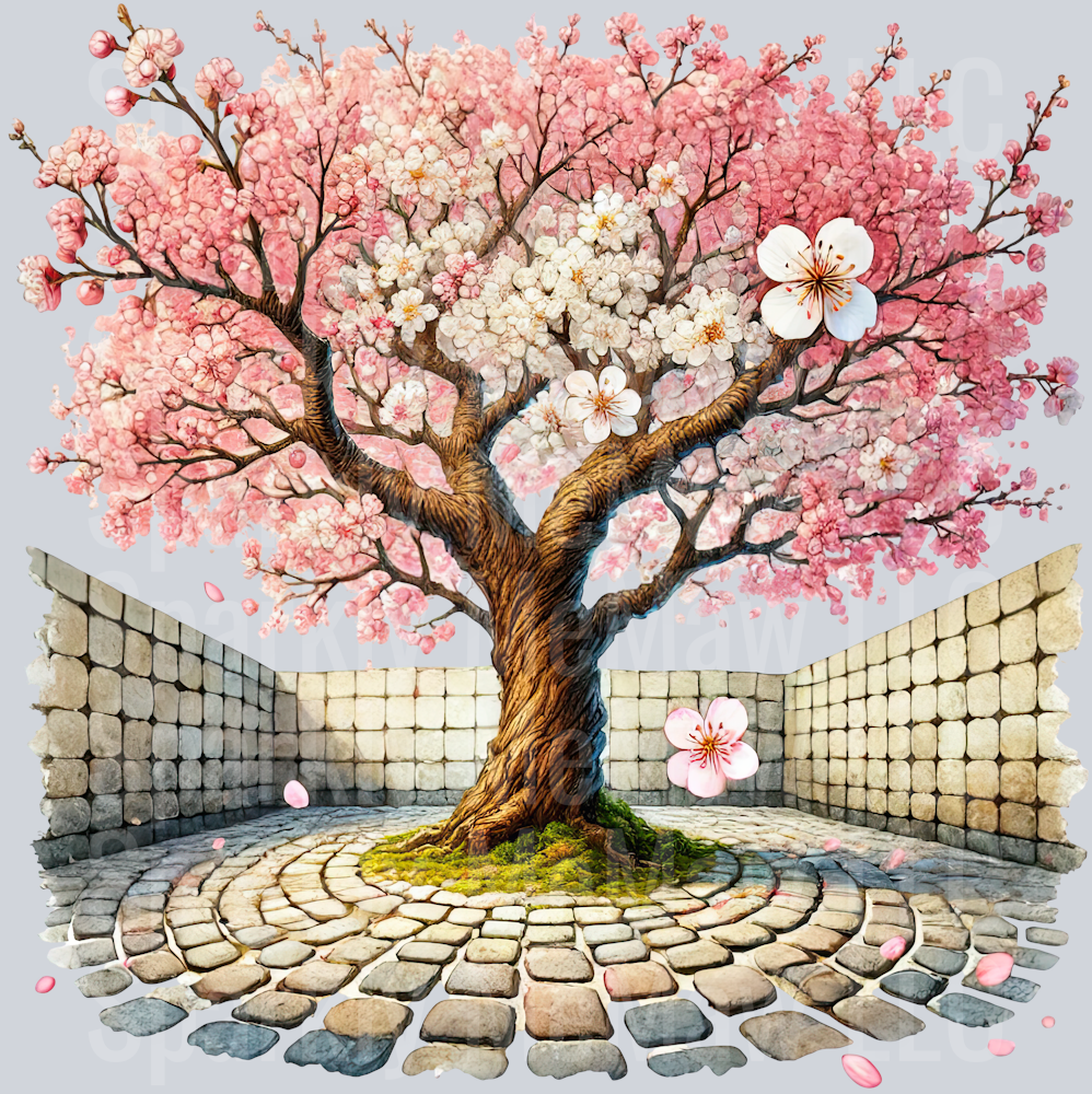 4 Cherry Blossoms set 2 UV DTF Clip Art Decal