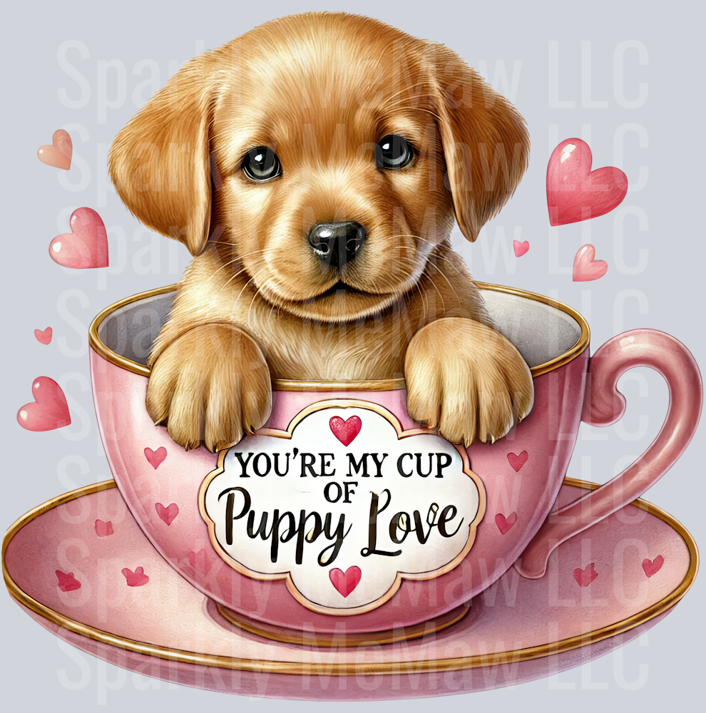 Valentines Cup Puppy 24 UV DTF Decal