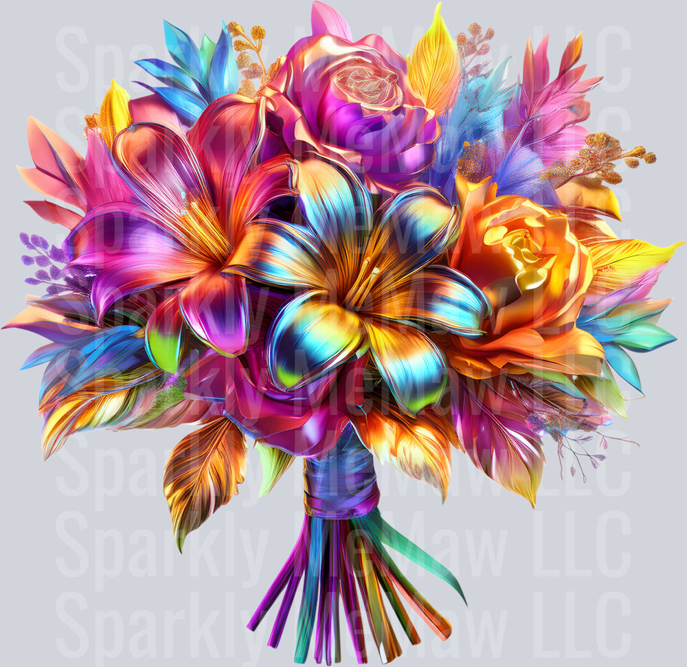 jewel tone floral clipart (65) UV DTF Decal