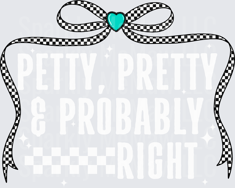 Checkered Ribbon Bow Frame with Turquoise Heart Center