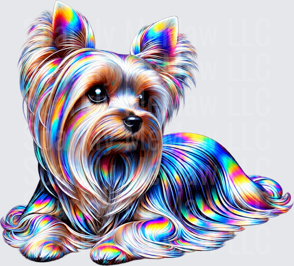 Holographic Yorkshire Terrier is a DTF Transfer for Fabrics