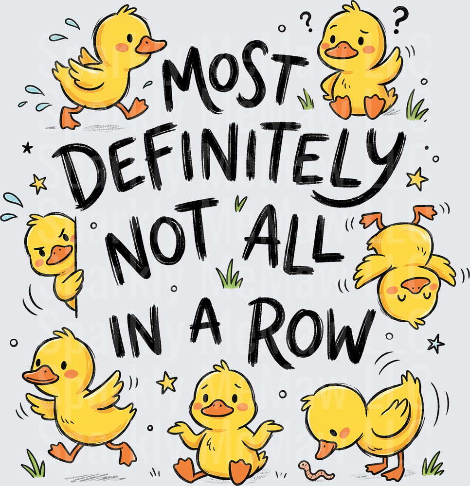 Most Definitely Not All in a Row Cute Yellow Ducklings