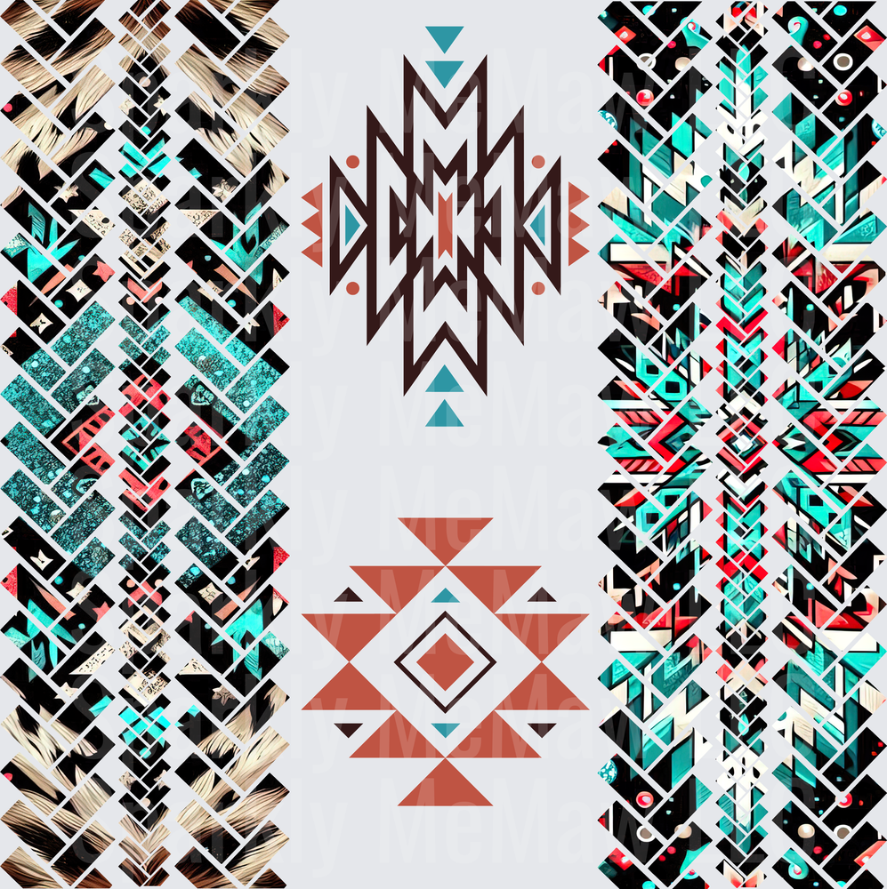 Aztec Tribal Geometric Pattern Sheet 10x10 inch sheet