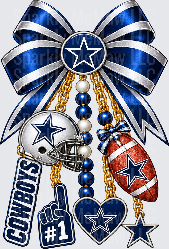 Dallas Cowboys Bow Charm Collection is a UV DTF Decal