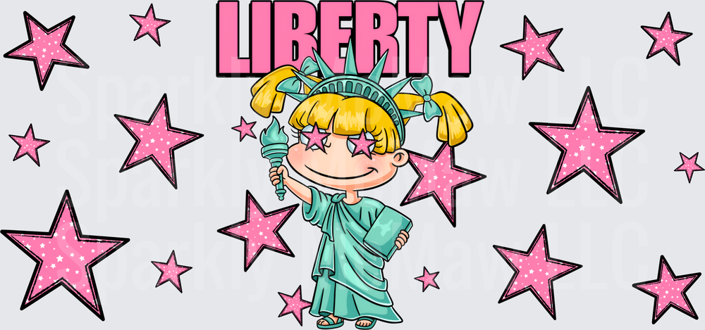 Cute Girl Statue of Liberty - This is a UV DTF 16 OZ Wrap