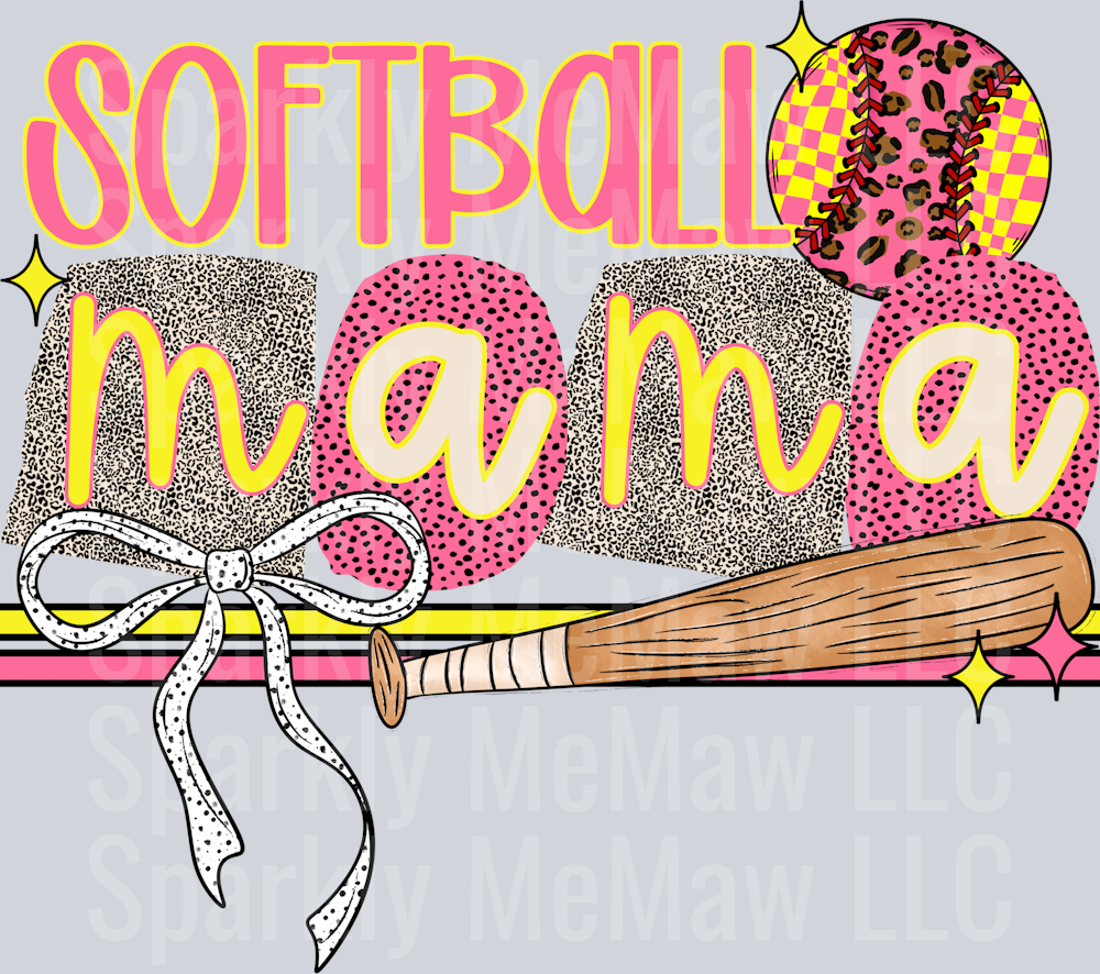 Softball mama uv dtf Decal