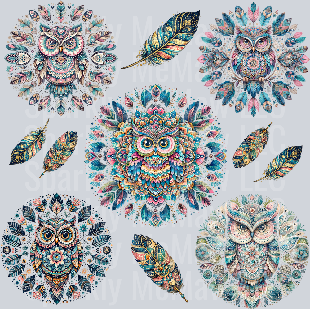 Owl Mandala 10x10 UV DTF Element Sheet