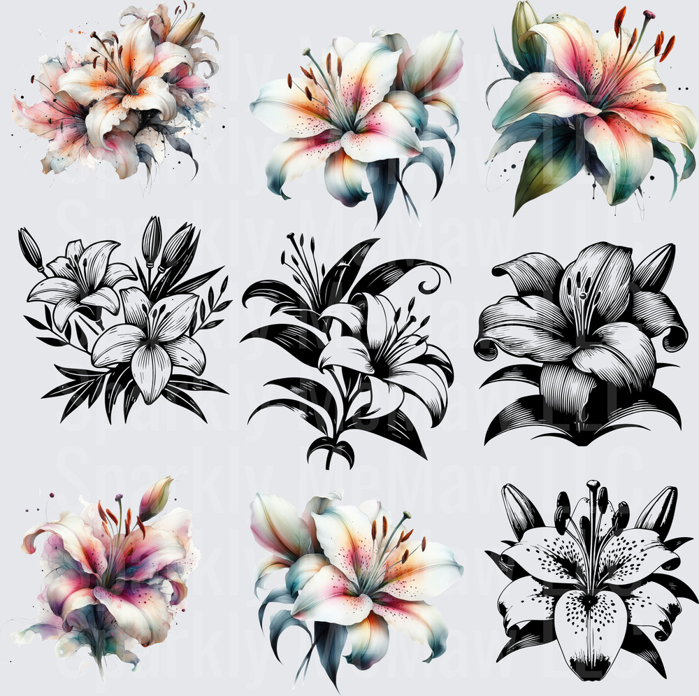 Lily Flower Designs 10x10 Inch Sheet