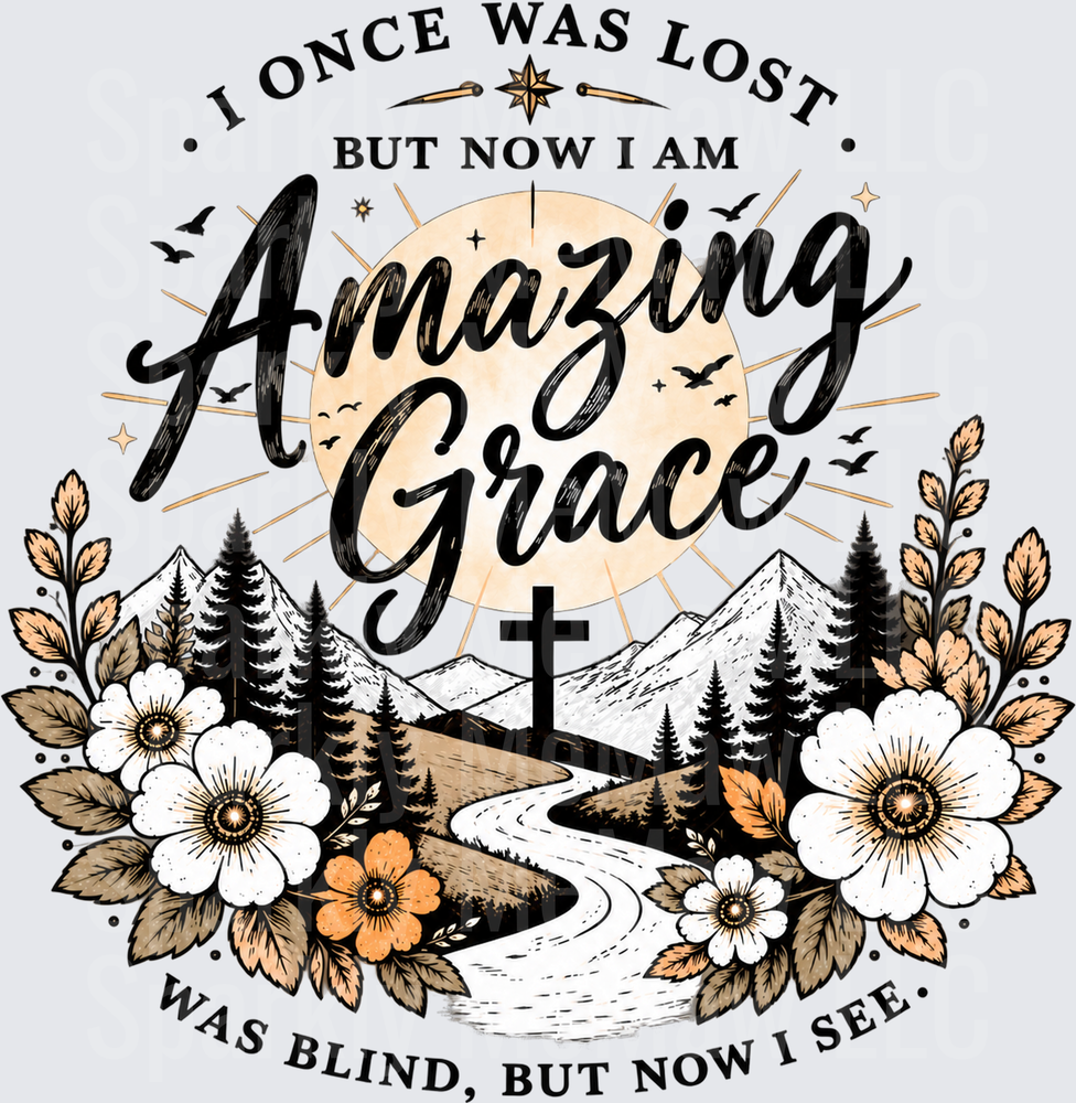 Amazing Grace Hymn Floral Design UV DTF DECAL (HARD SMOOTH SURFACE)