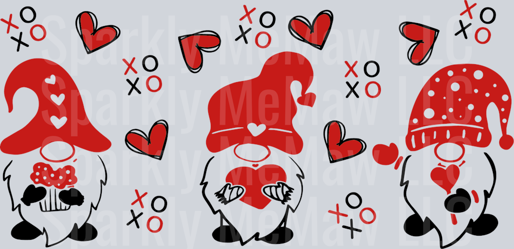 Valentine Gnome UV DTF 16 oz Wrap
