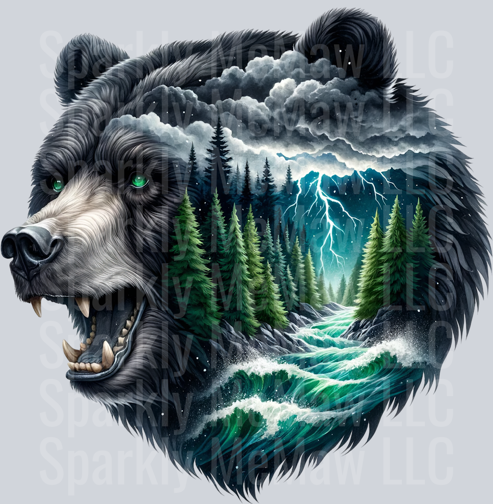 7 Landscape Bears Clip Art Decal