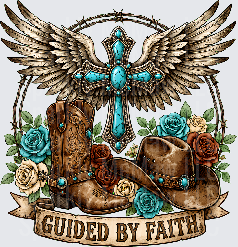 Guided By Faith Western UV DTF Decal