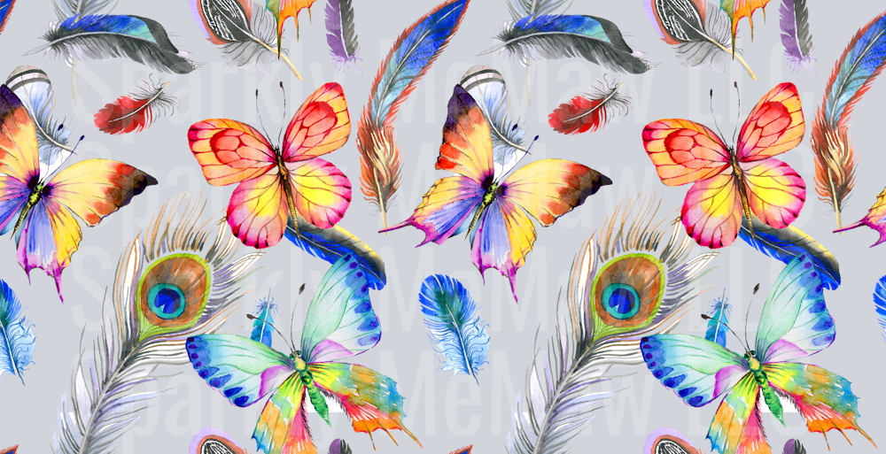 Butterflies and feathers 16 oz UV DTF Wrap