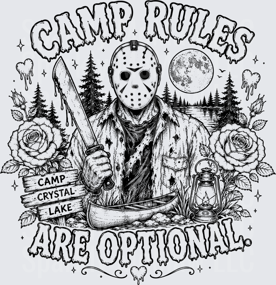 Camp Rules Are Optional Jason Voorhees Camp Crystal Lake UV DTF Decal