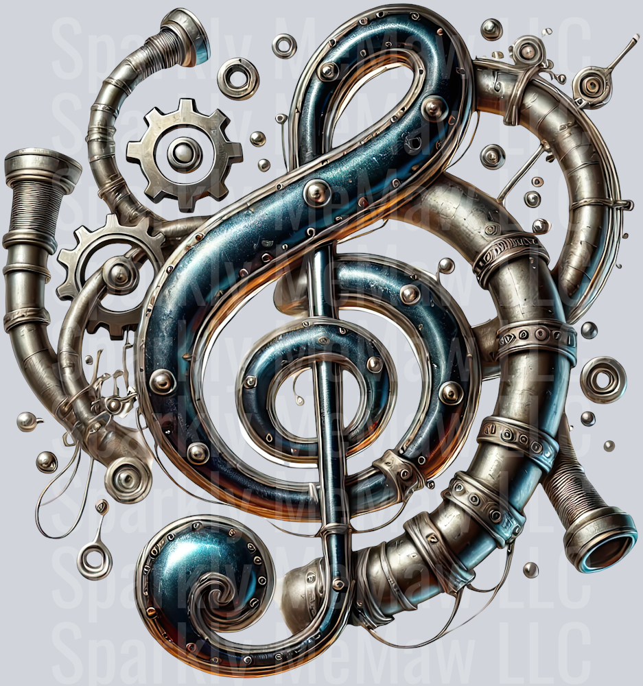 Musical Steampunk UV DTF Clip art Decal 24