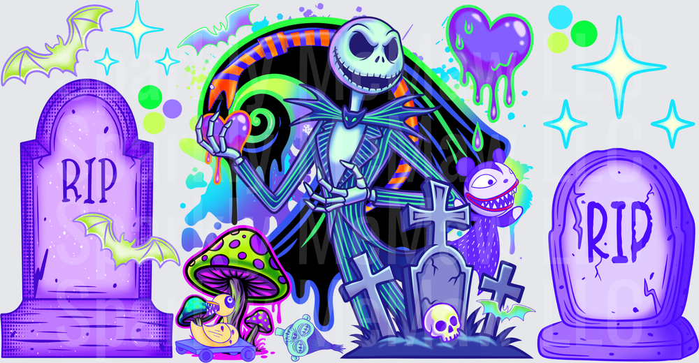 Jack Skellington Graveyard Scene UV DTF 16 OZ Wrap