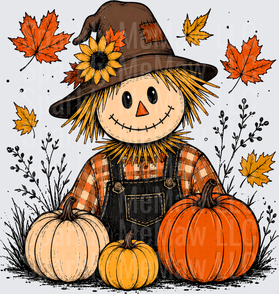 Cute Scarecrow Pumpkins Fall UV DTF Decal