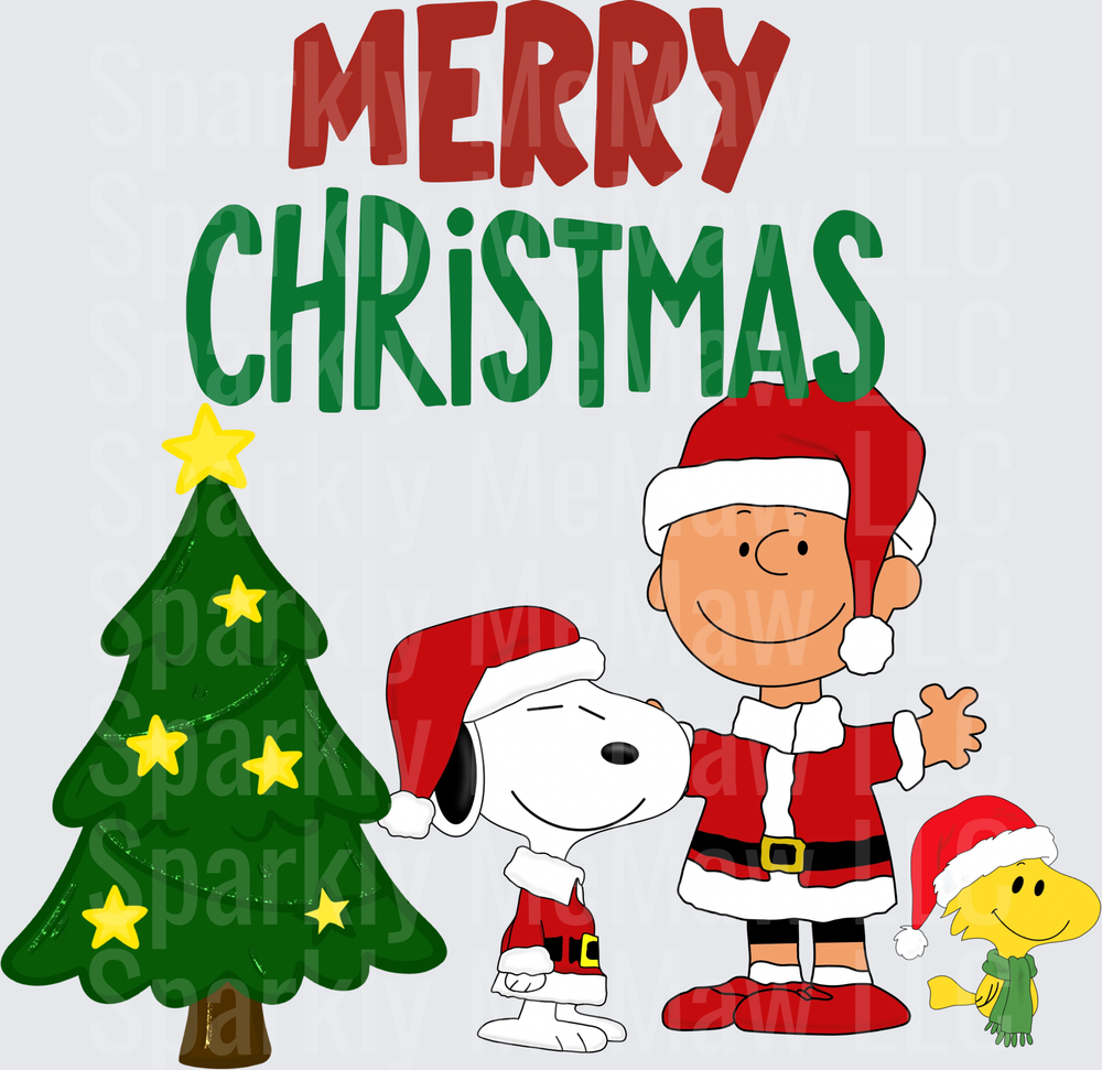 Charlie Brown Snoopy Christmas Merry Christmas is a UV DTF Decal