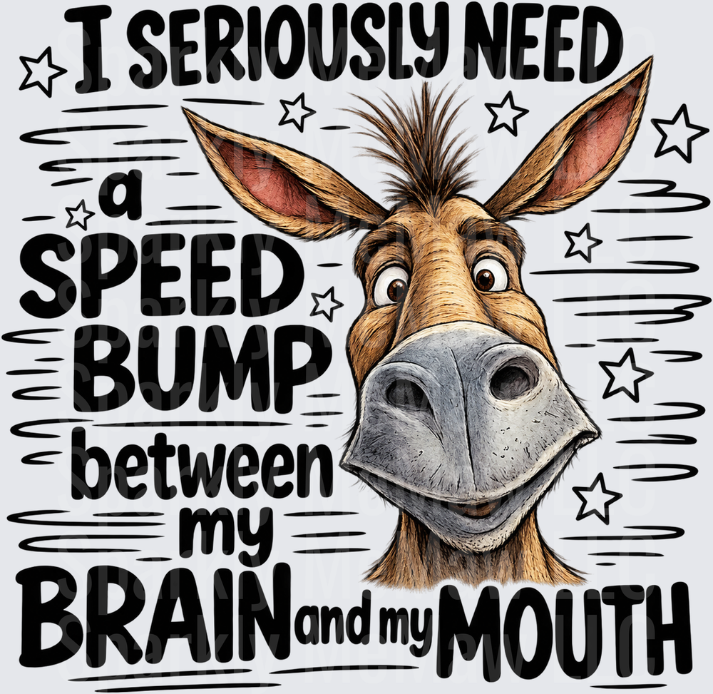 Funny Donkey Speed Bump Brain Mouth UV DTF Decal