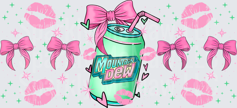 Mountain Dew Coquette Bow is a UV DTF 16 OZ Wrap