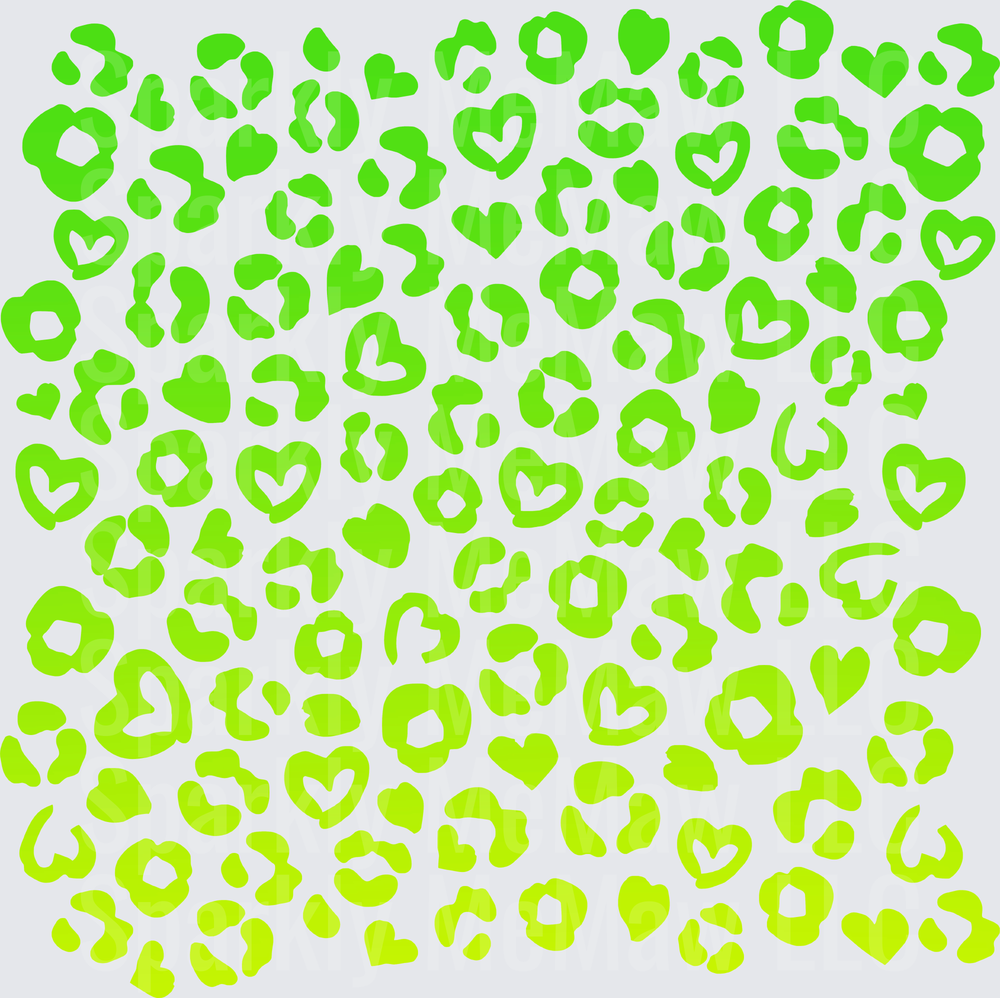 Neon Green Heart Leopard Print 10x10 inch sheet