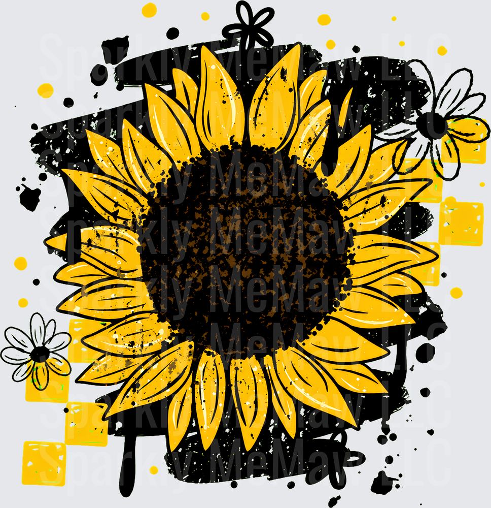 Bold Sunflower Grunge is a UV DTF Decal