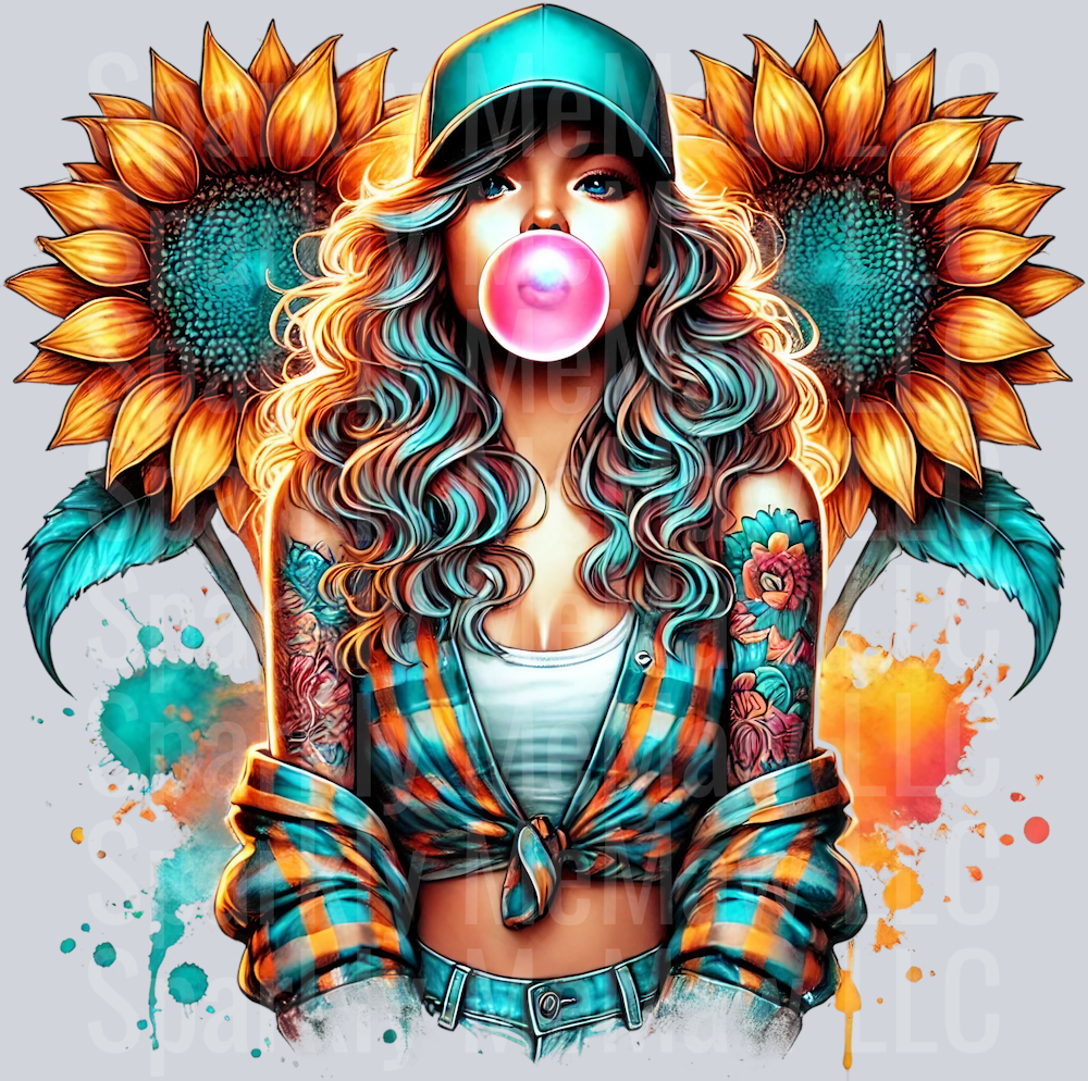 bubblegum girl 2 Clip Art Decal