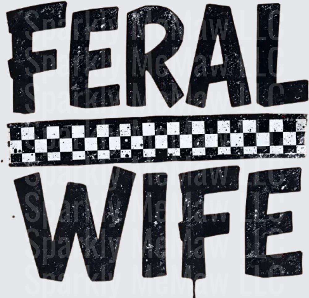 Feral Wife Checkered Banner UV DTF Decal